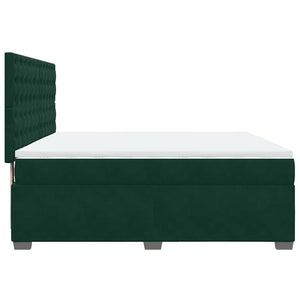 Κρεβάτι Boxspring με Στρώμα Σκούρο Πράσινο 200x200εκ. Βελούδινο - Pakobazaar