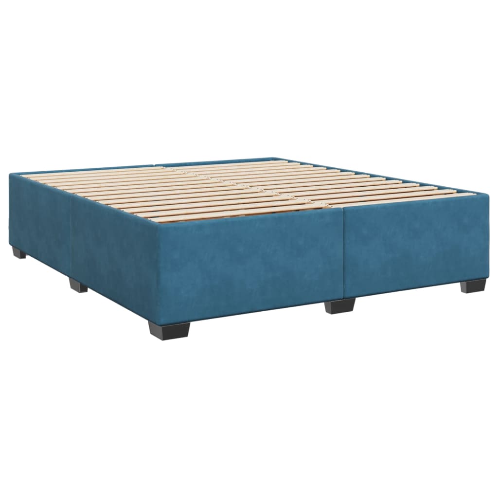 Κρεβάτι Boxspring με Στρώμα Μπλε 200x200 εκ. Βελούδινο - Pakobazaar