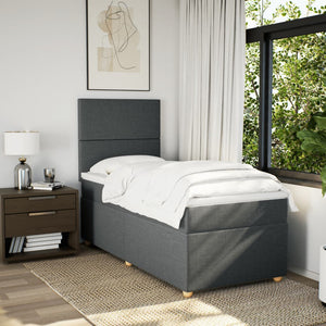 Κρεβάτι Boxspring με Στρώμα Σκούρο Γκρι 80x200 εκ. Υφασμάτινο - Pakobazaar