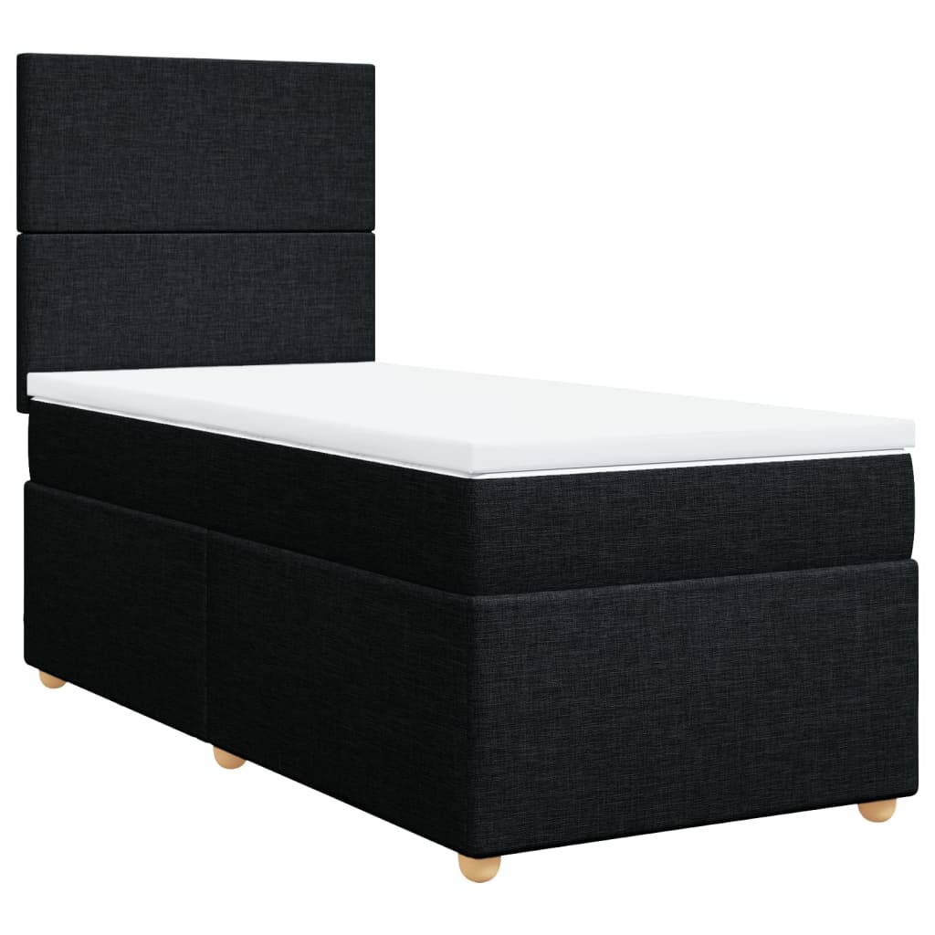 Κρεβάτι Boxspring με Στρώμα Μαύρο 80 x 200 εκ. Υφασμάτινο - Pakobazaar