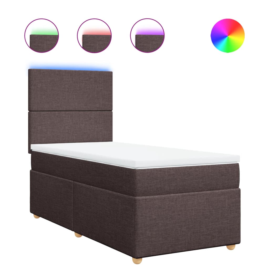 Κρεβάτι Boxspring με Στρώμα Σκούρο Καφέ 80x200 εκ. Υφασμάτινο