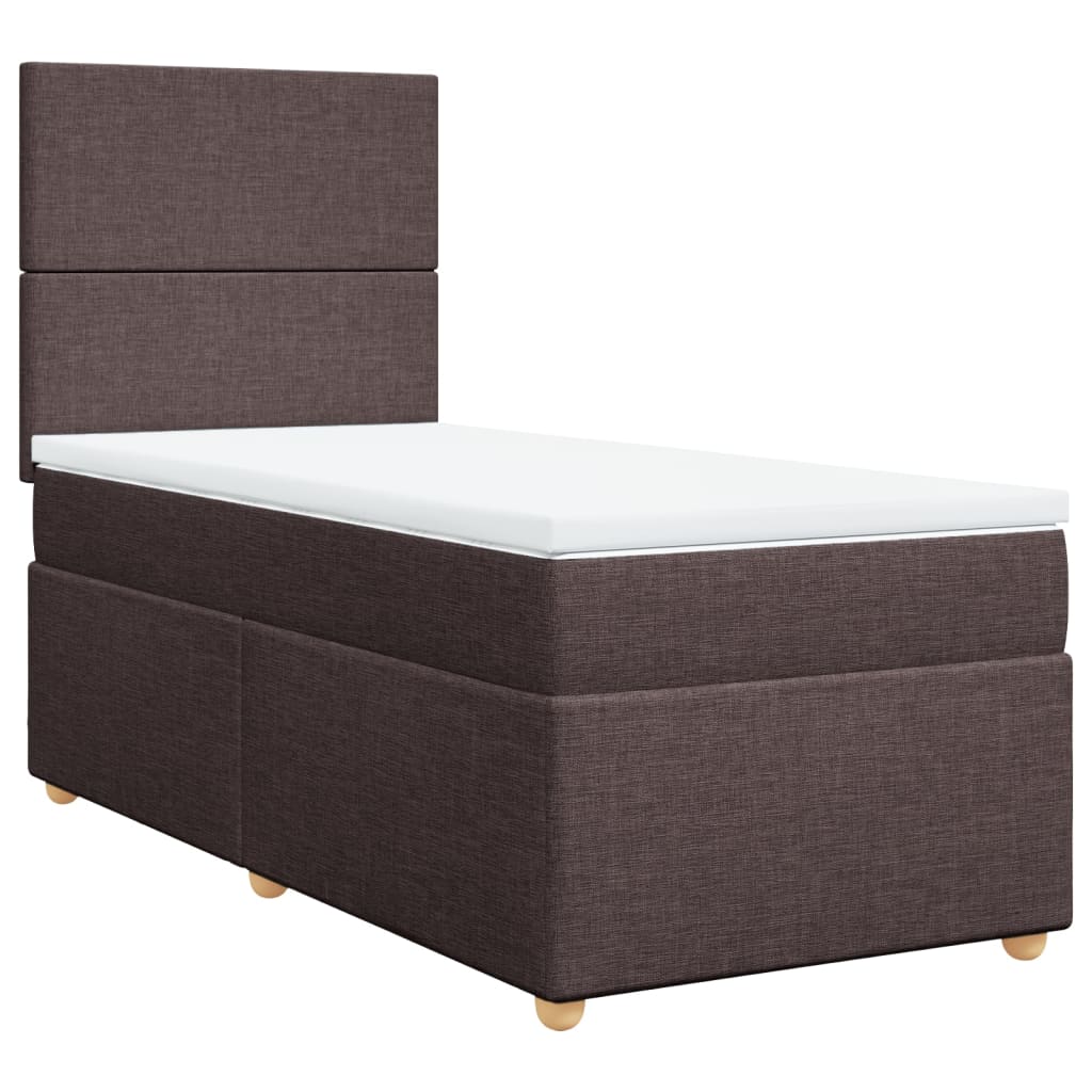 Κρεβάτι Boxspring με Στρώμα Σκούρο Καφέ 80x200 εκ. Υφασμάτινο