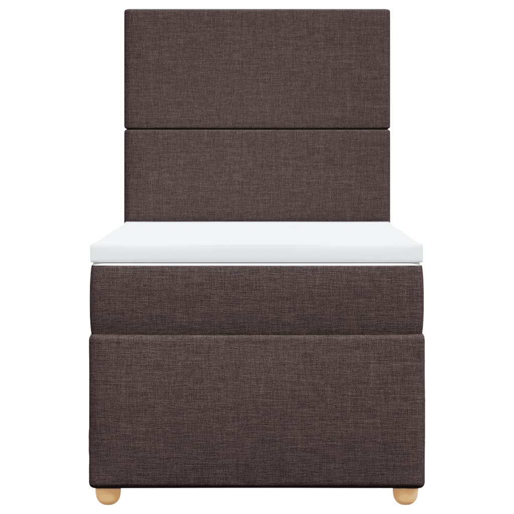 Κρεβάτι Boxspring με Στρώμα Σκούρο Καφέ 80x200 εκ. Υφασμάτινο