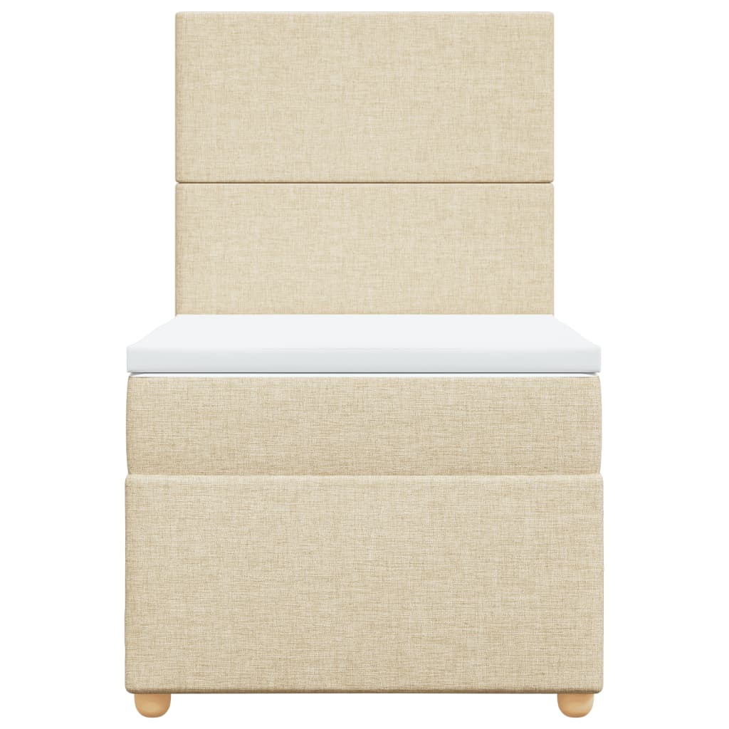 Κρεβάτι Boxspring με Στρώμα Κρεμ 80 x 200 εκ. Υφασμάτινο - Pakobazaar