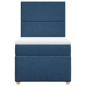 Κρεβάτι Boxspring με Στρώμα Μπλε 80x200 εκ. Υφασμάτινο