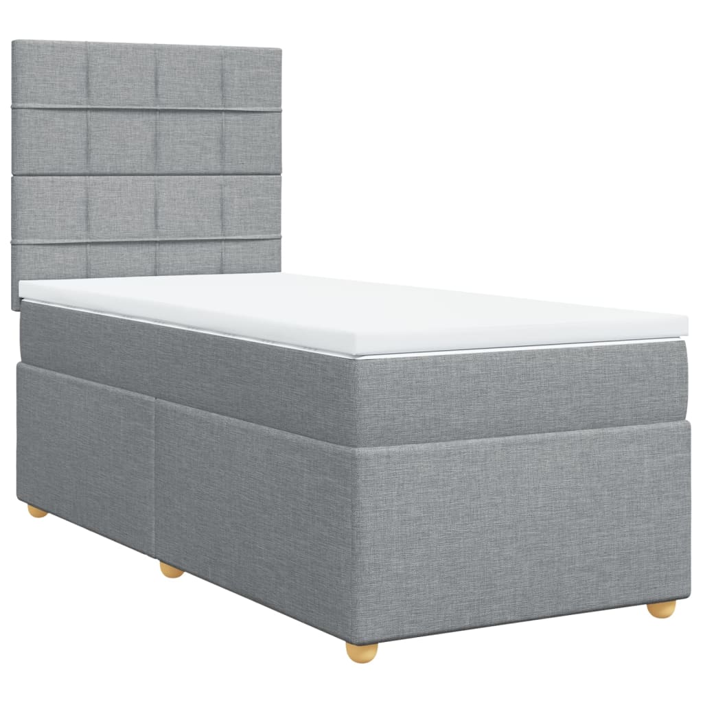 Κρεβάτι Boxspring με Στρώμα Ανοιχτό Γκρι 80x200 εκ. Υφασμάτινο - Pakobazaar