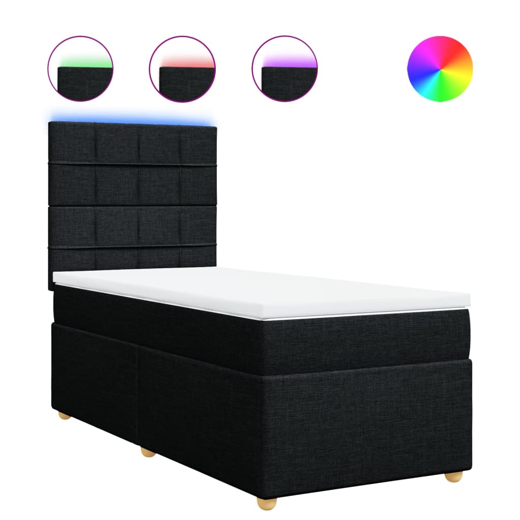 Κρεβάτι Boxspring με Στρώμα Μαύρο 80 x 200 εκ. Υφασμάτινο - Pakobazaar