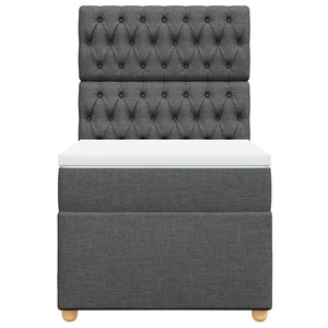 Κρεβάτι Boxspring με Στρώμα Σκούρο Γκρι 80x200 εκ. Υφασμάτινο - Pakobazaar