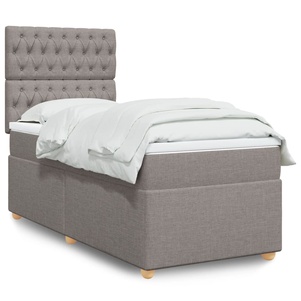Κρεβάτι Boxspring με Στρώμα Taupe 80x200 εκ. Υφασμάτινο