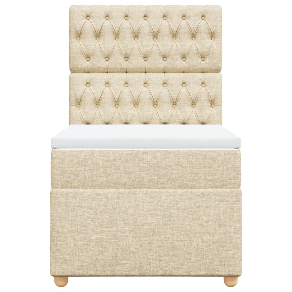 Κρεβάτι Boxspring με Στρώμα Κρεμ 80 x 200 εκ. Υφασμάτινο - Pakobazaar