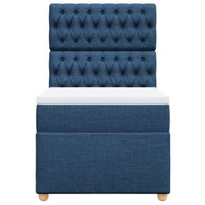 Κρεβάτι Boxspring με Στρώμα Μπλε 80x200 εκ. Υφασμάτινο