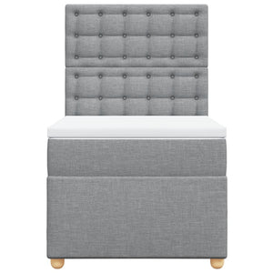 Κρεβάτι Boxspring με Στρώμα Ανοιχτό Γκρι 80x200 εκ. Υφασμάτινο - Pakobazaar