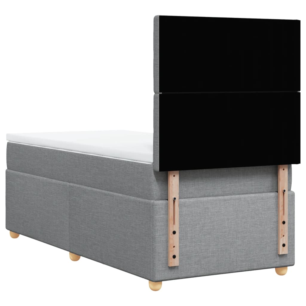 Κρεβάτι Boxspring με Στρώμα Ανοιχτό Γκρι 80x200 εκ. Υφασμάτινο - Pakobazaar