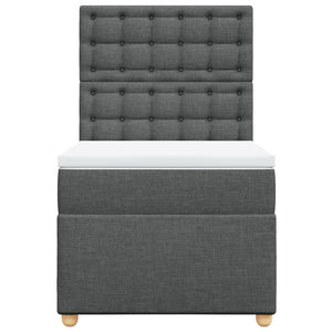 Κρεβάτι Boxspring με Στρώμα Σκούρο Γκρι 80x200 εκ. Υφασμάτινο - Pakobazaar