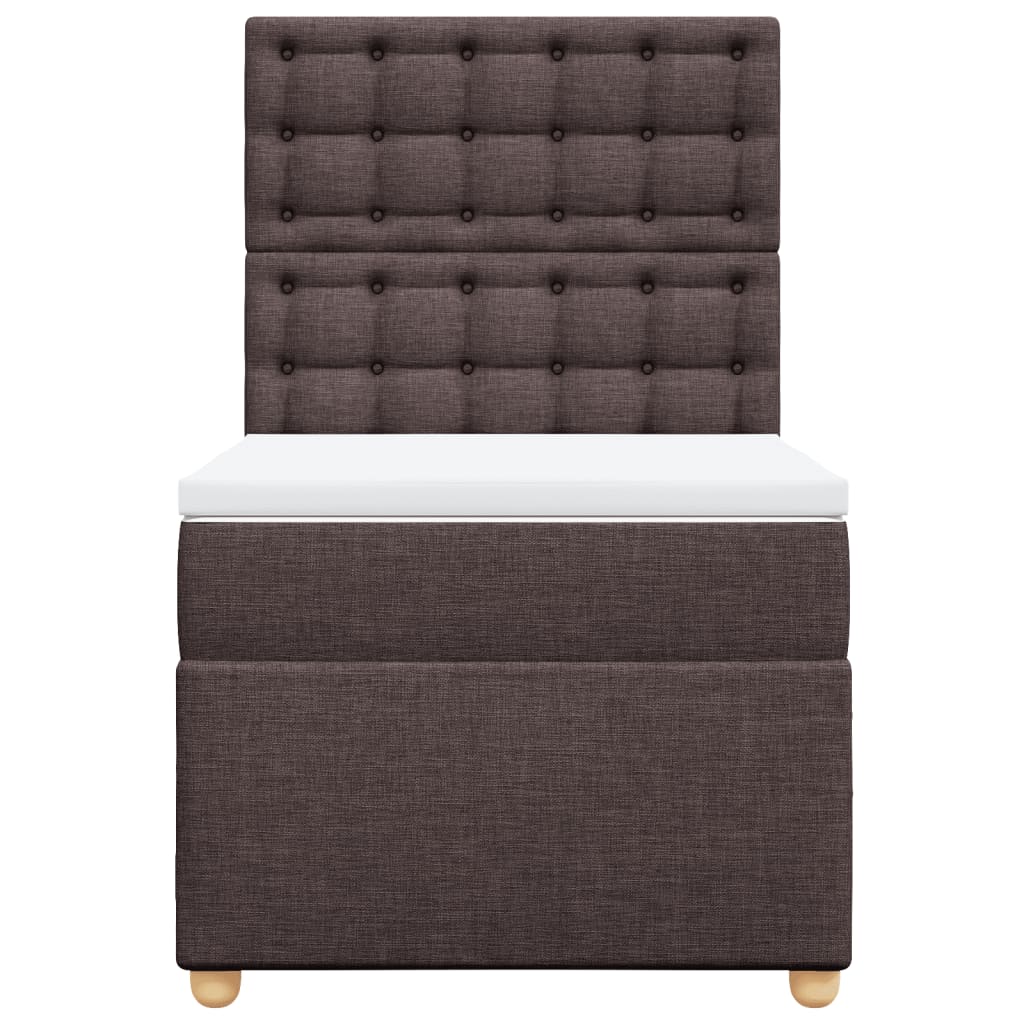 Κρεβάτι Boxspring με Στρώμα Σκούρο Καφέ 80x200 εκ. Υφασμάτινο