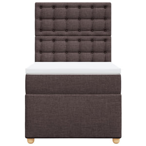 Κρεβάτι Boxspring με Στρώμα Σκούρο Καφέ 80x200 εκ. Υφασμάτινο