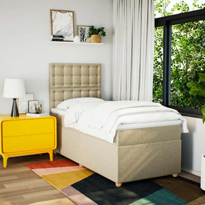 Κρεβάτι Boxspring με Στρώμα Κρεμ 80 x 200 εκ. Υφασμάτινο - Pakobazaar