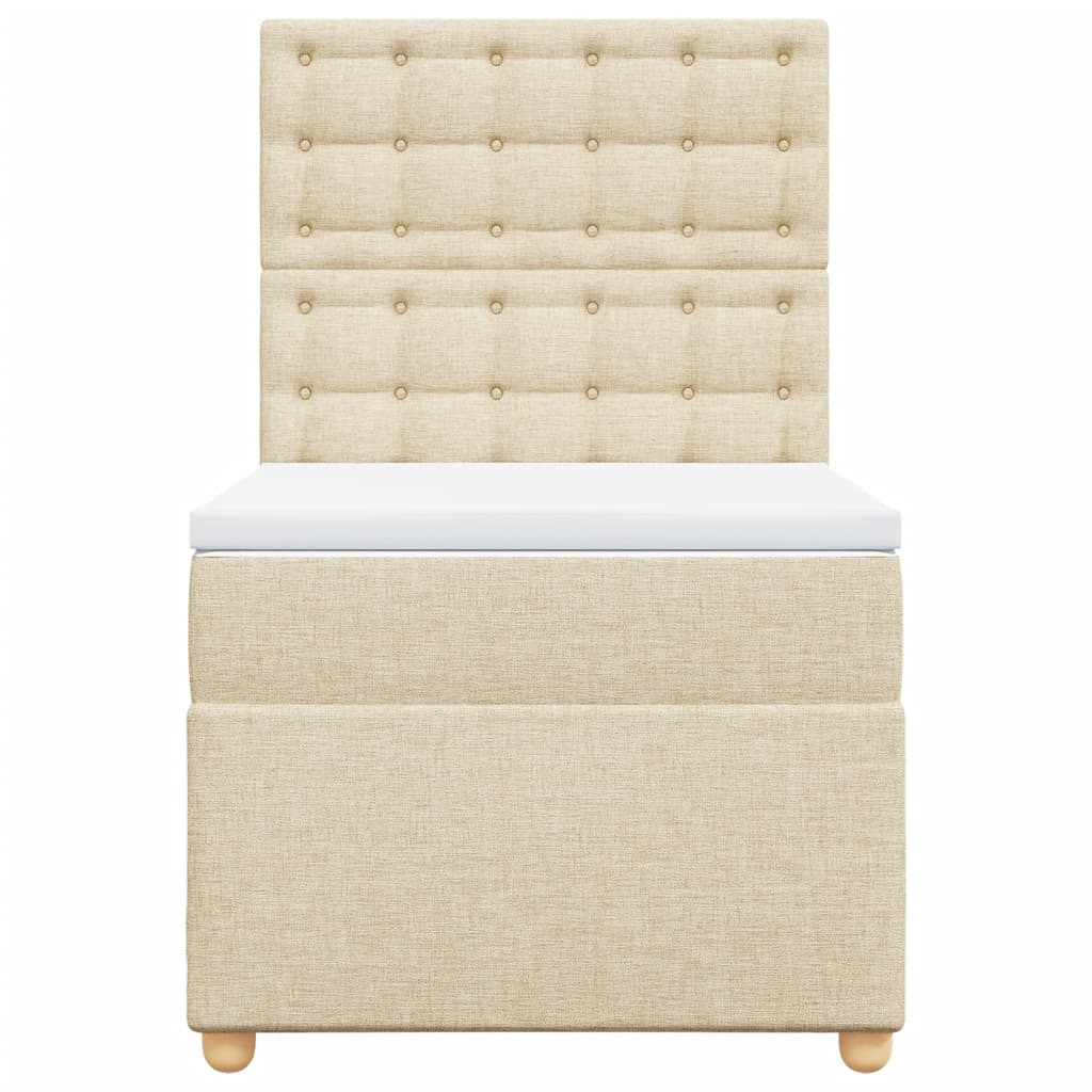 Κρεβάτι Boxspring με Στρώμα Κρεμ 80 x 200 εκ. Υφασμάτινο - Pakobazaar