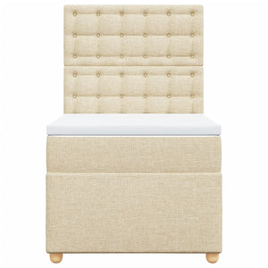 Κρεβάτι Boxspring με Στρώμα Κρεμ 80 x 200 εκ. Υφασμάτινο - Pakobazaar