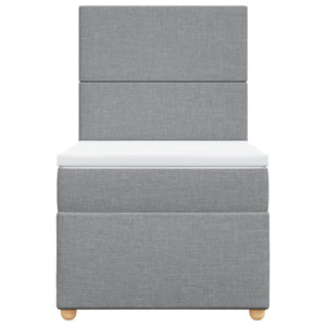 Κρεβάτι Boxspring με Στρώμα Ανοιχτό Γκρι 90x190 εκ. Υφασμάτινο - Pakobazaar