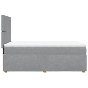 Κρεβάτι Boxspring με Στρώμα Ανοιχτό Γκρι 90x190 εκ. Υφασμάτινο - Pakobazaar
