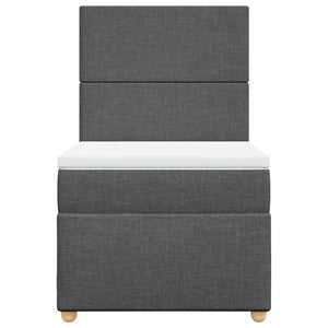 Κρεβάτι Boxspring με Στρώμα Σκούρο Γκρι 90x190 εκ. Υφασμάτινο - Pakobazaar