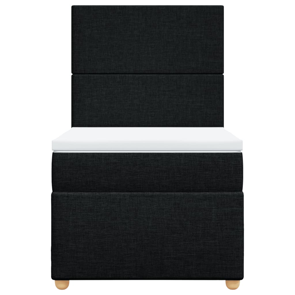 Κρεβάτι Boxspring με Στρώμα Μαύρο 90x190 εκ.Υφασμάτινο - Pakobazaar