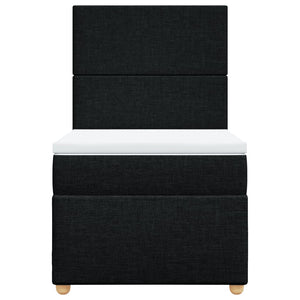 Κρεβάτι Boxspring με Στρώμα Μαύρο 90x190 εκ.Υφασμάτινο - Pakobazaar