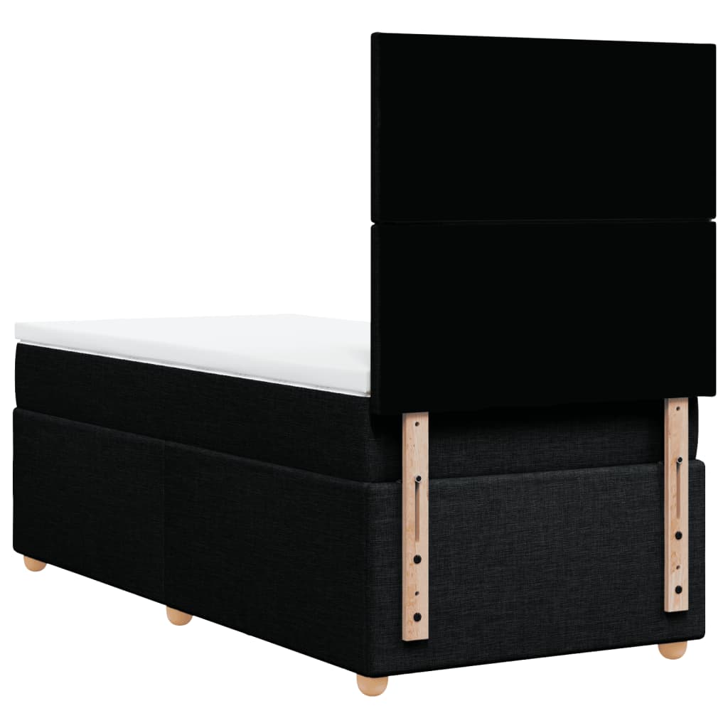 Κρεβάτι Boxspring με Στρώμα Μαύρο 90x190 εκ.Υφασμάτινο - Pakobazaar
