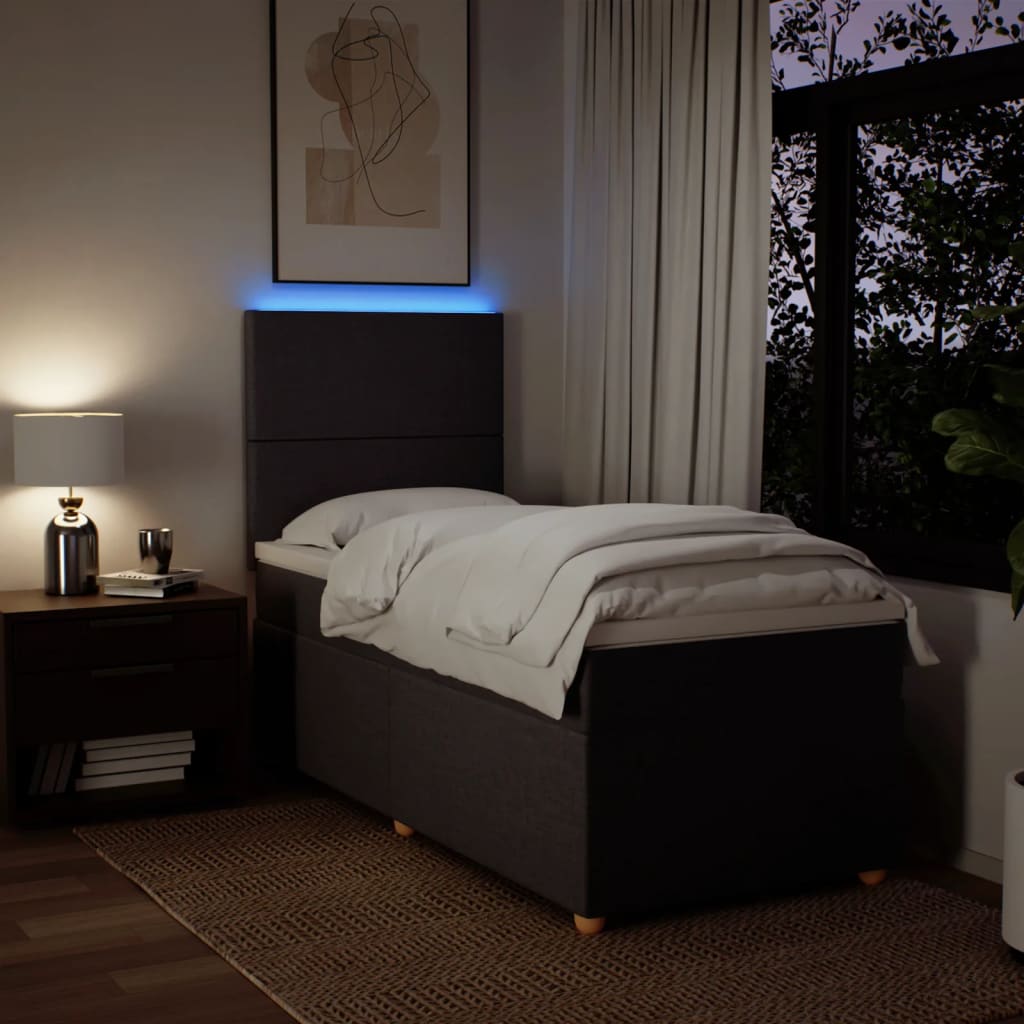 Κρεβάτι Boxspring με Στρώμα Σκούρο Καφέ 90x190 εκ. Υφασμάτινο