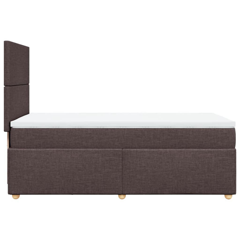 Κρεβάτι Boxspring με Στρώμα Σκούρο Καφέ 90x190 εκ. Υφασμάτινο