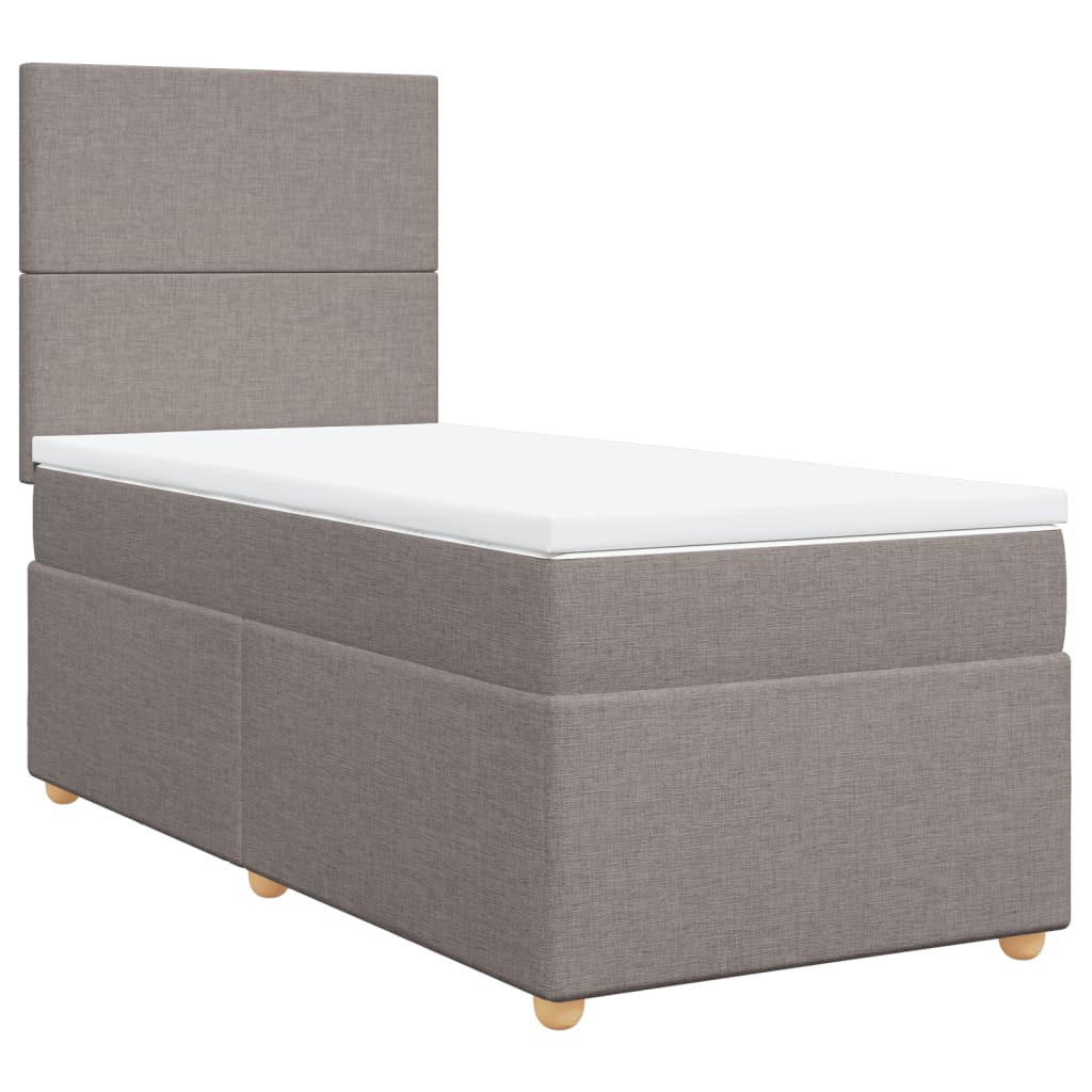 Κρεβάτι Boxspring με Στρώμα Taupe 90x190 εκ.Υφασμάτινο