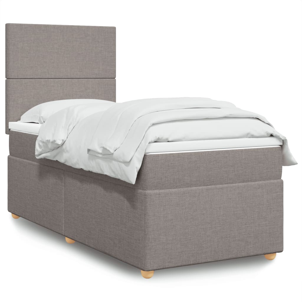 Κρεβάτι Boxspring με Στρώμα Taupe 90x190 εκ.Υφασμάτινο