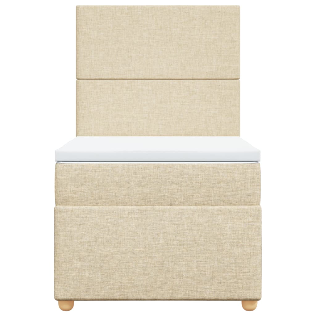 Κρεβάτι Boxspring με Στρώμα Κρεμ 90x190 εκ.Υφασμάτινο - Pakobazaar