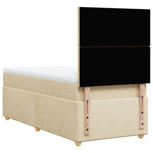 Κρεβάτι Boxspring με Στρώμα Κρεμ 90x190 εκ.Υφασμάτινο - Pakobazaar