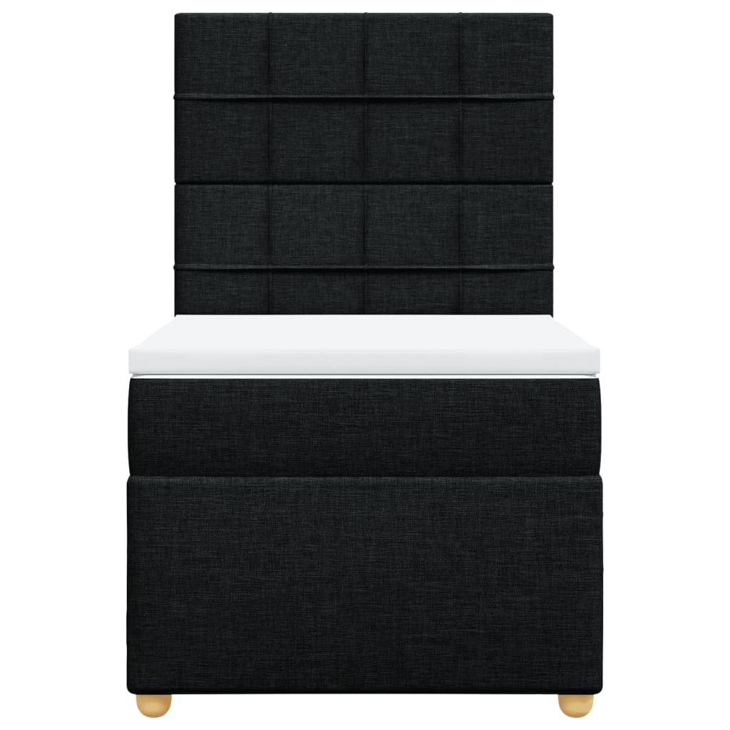 Κρεβάτι Boxspring με Στρώμα Μαύρο 90x190 εκ.Υφασμάτινο - Pakobazaar
