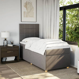 Κρεβάτι Boxspring με Στρώμα Taupe 90x190 εκ.Υφασμάτινο