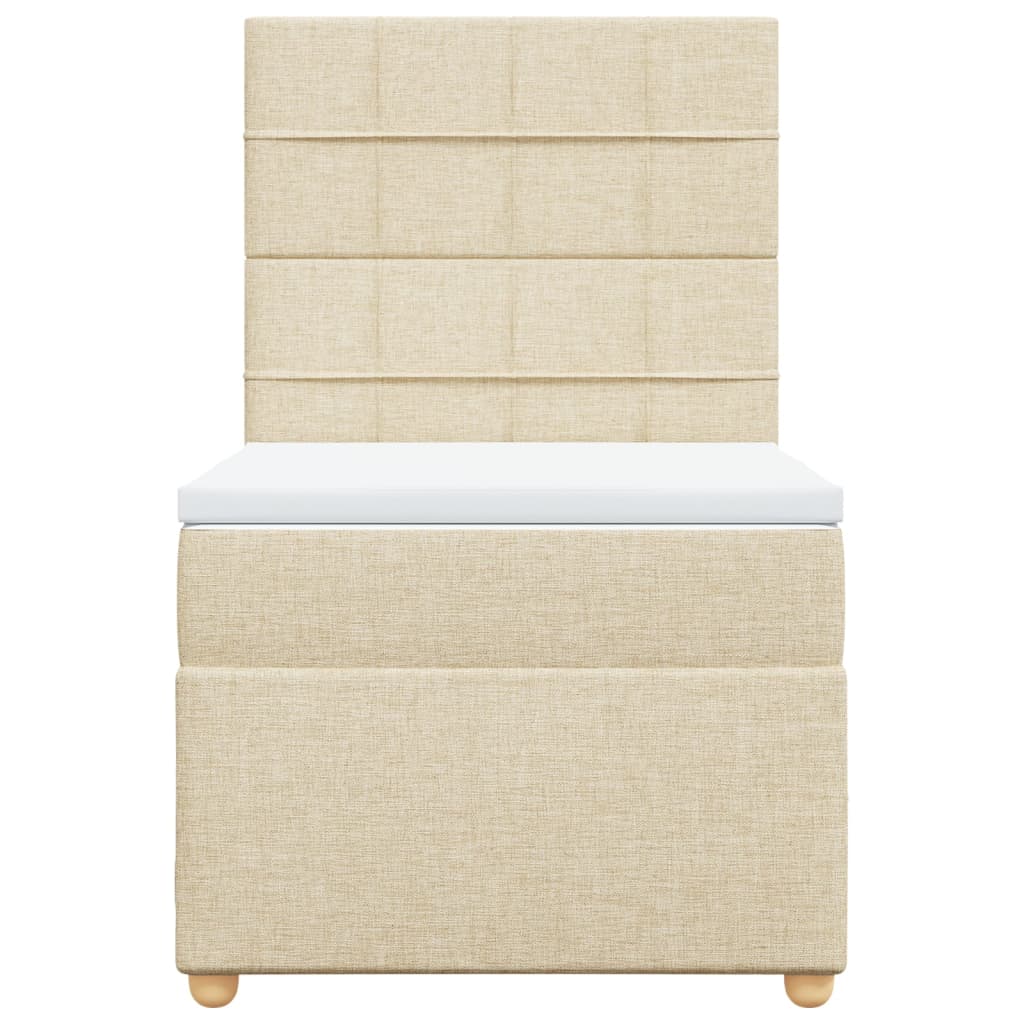 Κρεβάτι Boxspring με Στρώμα Κρεμ 90x190 εκ.Υφασμάτινο - Pakobazaar
