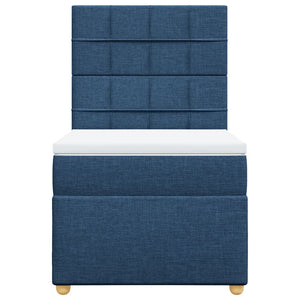 Κρεβάτι Boxspring με Στρώμα Μπλε 90x190 εκ.Υφασμάτινο - Pakobazaar