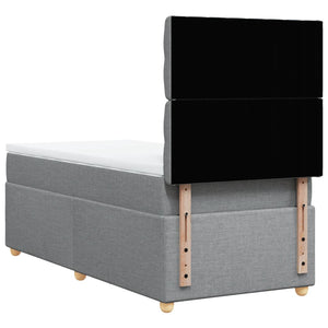 Κρεβάτι Boxspring με Στρώμα Ανοιχτό Γκρι 90x190 εκ. Υφασμάτινο - Pakobazaar