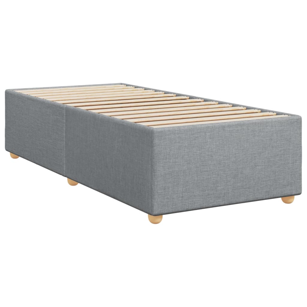 Κρεβάτι Boxspring με Στρώμα Ανοιχτό Γκρι 90x190 εκ. Υφασμάτινο - Pakobazaar