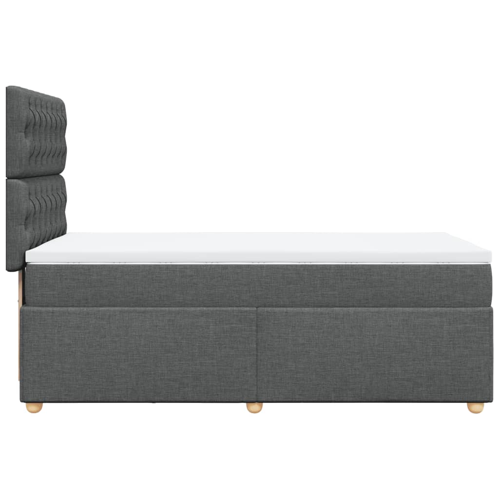 Κρεβάτι Boxspring με Στρώμα Σκούρο Γκρι 90x190 εκ. Υφασμάτινο - Pakobazaar