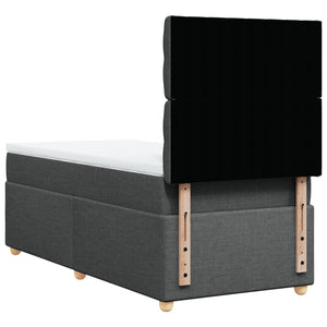 Κρεβάτι Boxspring με Στρώμα Σκούρο Γκρι 90x190 εκ. Υφασμάτινο - Pakobazaar