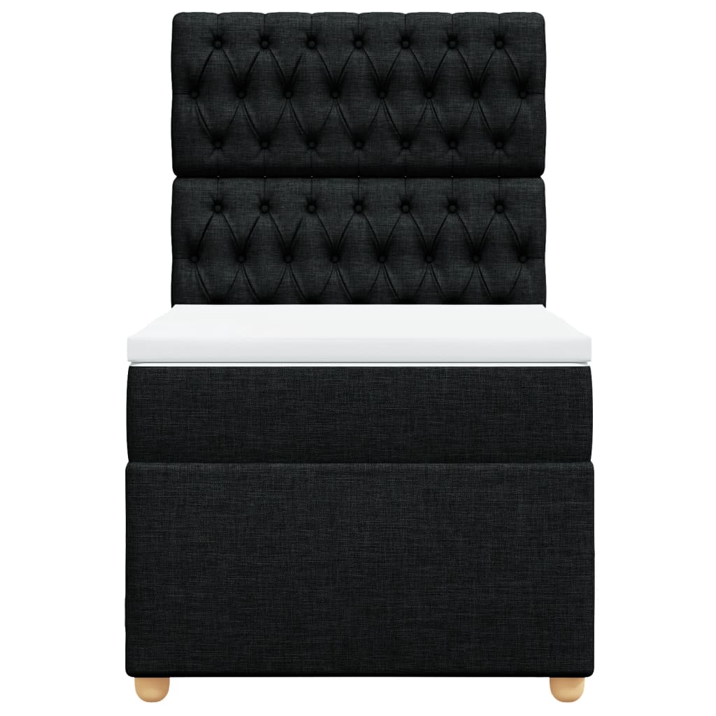 Κρεβάτι Boxspring με Στρώμα Μαύρο 90x190 εκ.Υφασμάτινο - Pakobazaar