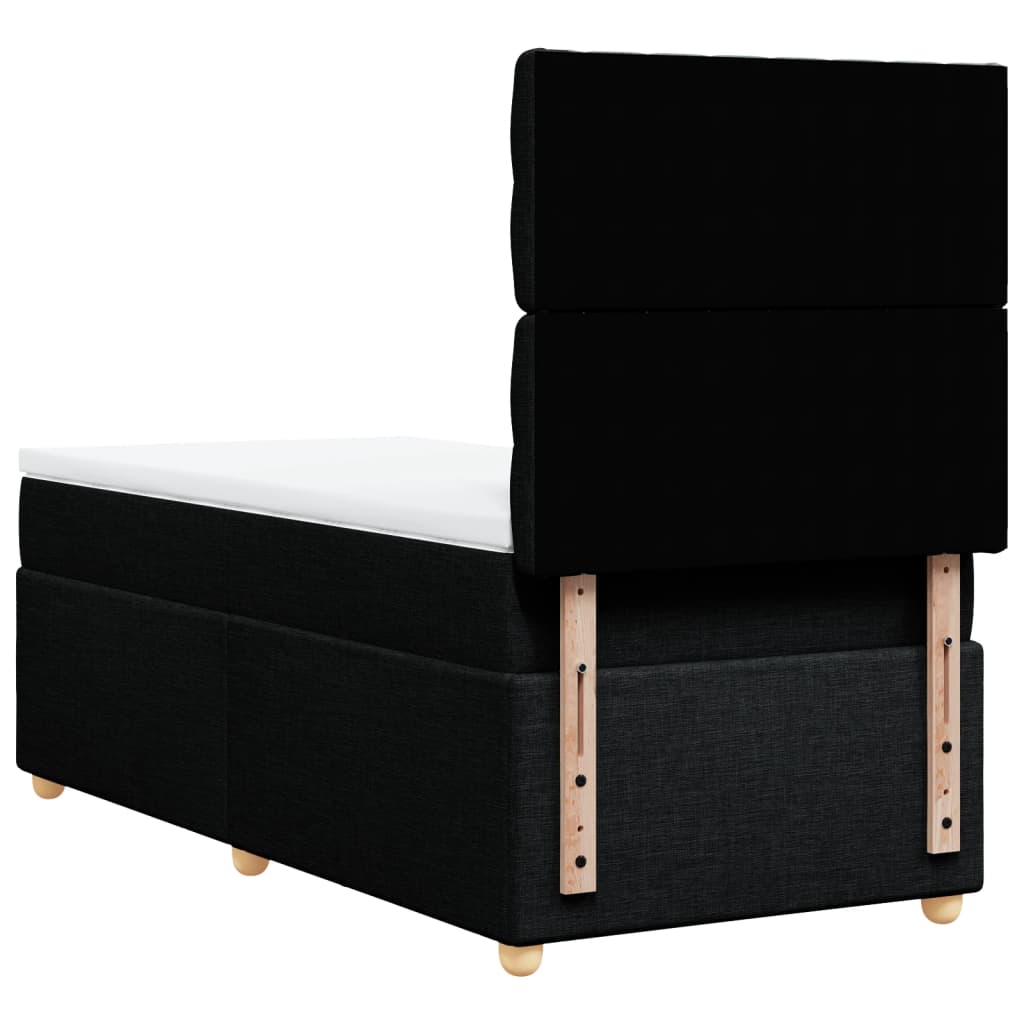 Κρεβάτι Boxspring με Στρώμα Μαύρο 90x190 εκ.Υφασμάτινο - Pakobazaar