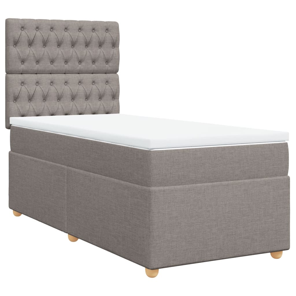 Κρεβάτι Boxspring με Στρώμα Taupe 90x190 εκ.Υφασμάτινο - Pakobazaar