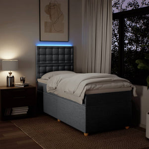 Κρεβάτι Boxspring με Στρώμα Ανοιχτό Γκρι 90x190 εκ. Υφασμάτινο - Pakobazaar