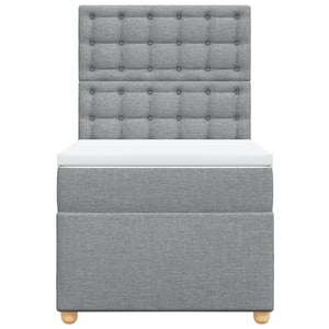 Κρεβάτι Boxspring με Στρώμα Ανοιχτό Γκρι 90x190 εκ. Υφασμάτινο - Pakobazaar