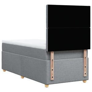 Κρεβάτι Boxspring με Στρώμα Ανοιχτό Γκρι 90x190 εκ. Υφασμάτινο - Pakobazaar