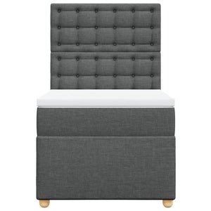 Κρεβάτι Boxspring με Στρώμα Σκούρο Γκρι 90x190 εκ. Υφασμάτινο - Pakobazaar